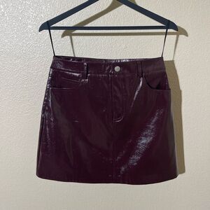 SUNCOO Leather-Style Black Mini Skirt